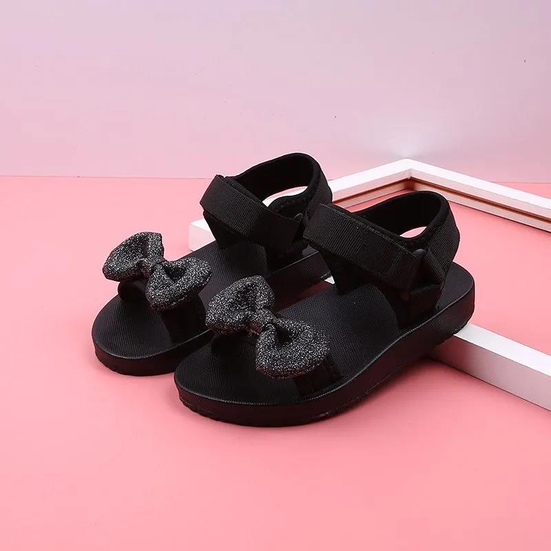 Children's Sports Sandals Girls' Sandals Summer Soft Soles Big Children's Bows Little Princess Beach Shoes