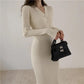 Long Slim Sweater Dress Over-the-knee Knitted Dress for Slim Dress Autumn and Winter Ladies Knit Long Skirt