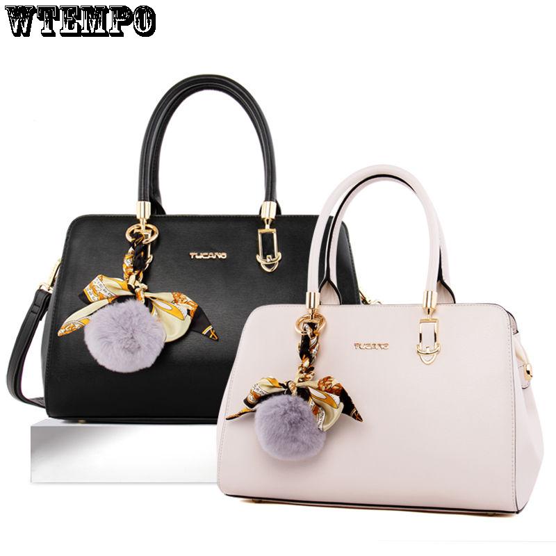 Fashion Lady Bag Large Capacity Single Shoulder Messenger Bag All-match Handbag Hair Ball Decoration