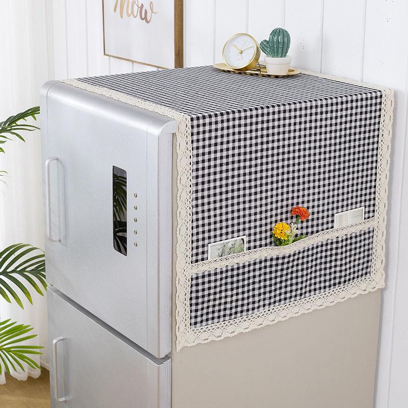 Cotton Linen Single Door Refrigerator Cover Towel Double Door Refrigerator Towel Dust Cover Side Door Washing Machine Cover Towel