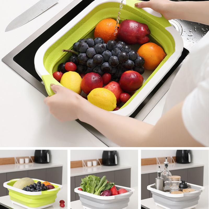 Folding Cutting Board Multifunctional Draining Cutting Board Chopping Board Wash Basin Outdoor Vegetable Pot Anti-mold