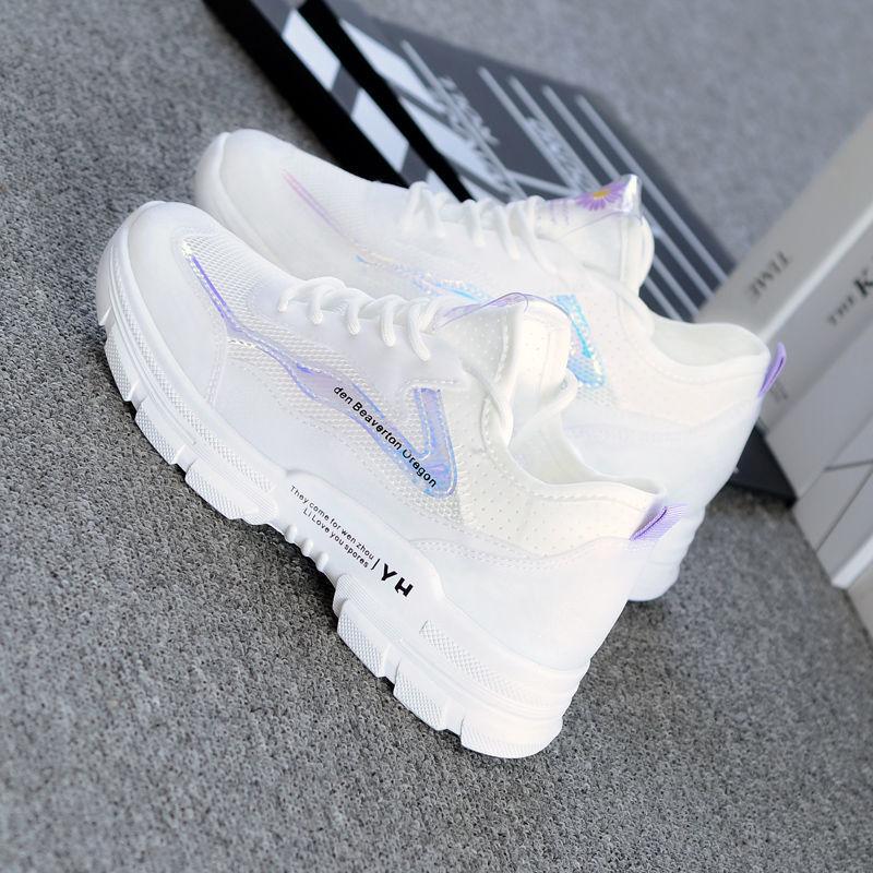 Fashion Clearance Women's Breathable Net Shoes Hollow All-match Net Sports Shoes Student Flat White Shoes
