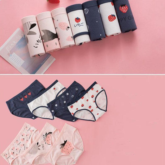 7-Pack Women's Plus Size Underwear Student Low-rise Pants Women's Cotton Underwear