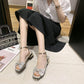All-match Fashionable Women's Shoes Korean Thick Heel Open Toe Buckle High Heels Women's Summer Roman Sandals