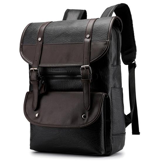 Men's Backpack PU Rucksack British Style Student Schoolbag