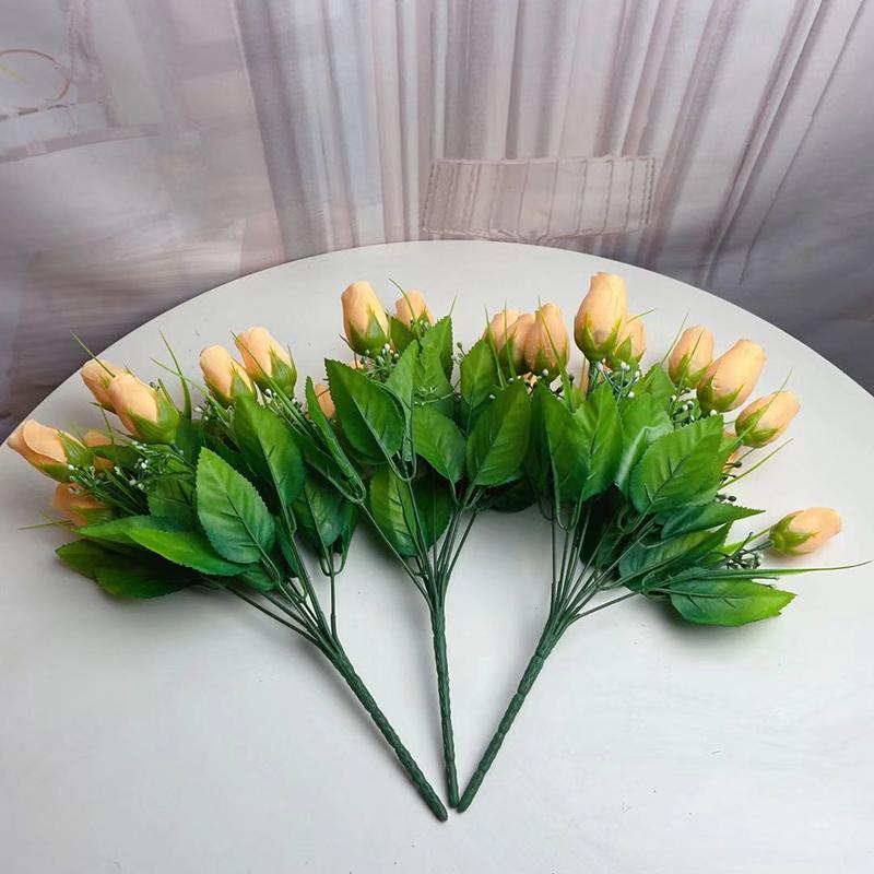 Single Fake Flower Simulation Bouquet Plastic Flower Rose Flower Small Bunch Fabric Decoration Flower Arrangement Flower Silk Flower