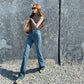 Women's Retro Jeans High Waist Wide Leg Jeans Fashion Skinny Jeans Large Size Stretch Pants