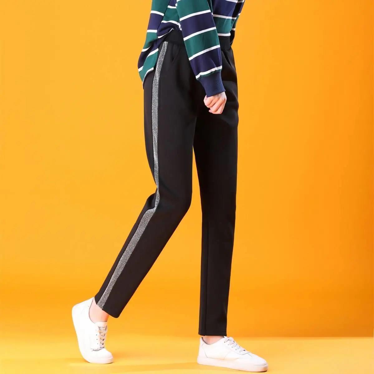 Autumn Winter Plus Velvet Thickened Sports Pants Student Loose Casual Pants Women's Legging Pants Outer Wear