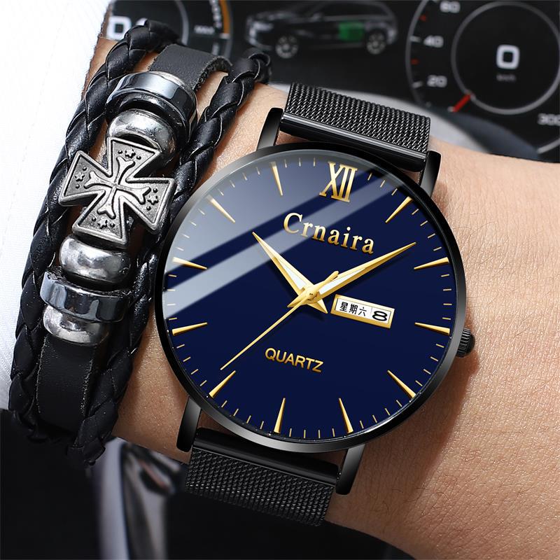 Men's Watch Fashion Leather Quartz Watch Casual Sports Watches Men Luxury Wristwatch Male Clock