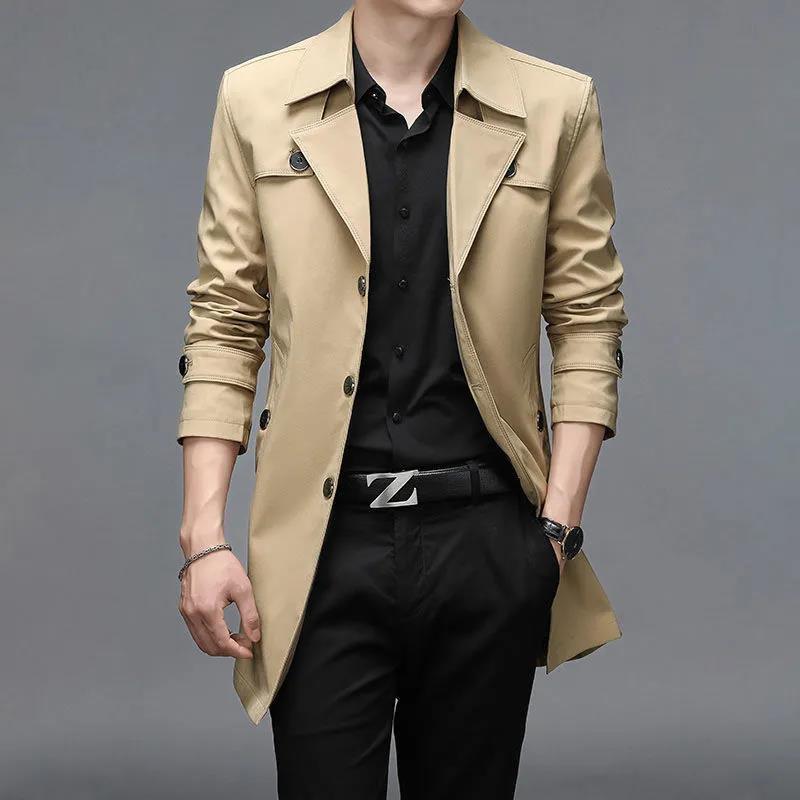 M-8XL Spring Thin Windbreaker High Quality V-neck Business Coat Casual Slim Gentleman Top