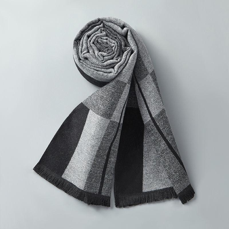 Wool Scarf Men's Winter Wool Knitted Scarf Thickened Warm Couple Scarf High-end Gifts