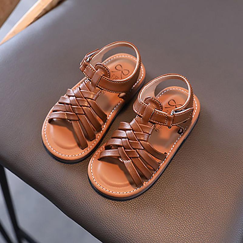 Girls Sandals Summer Princess Net Red Soft Bottom Children's Sports Roman Woven Children's Beach Shoes