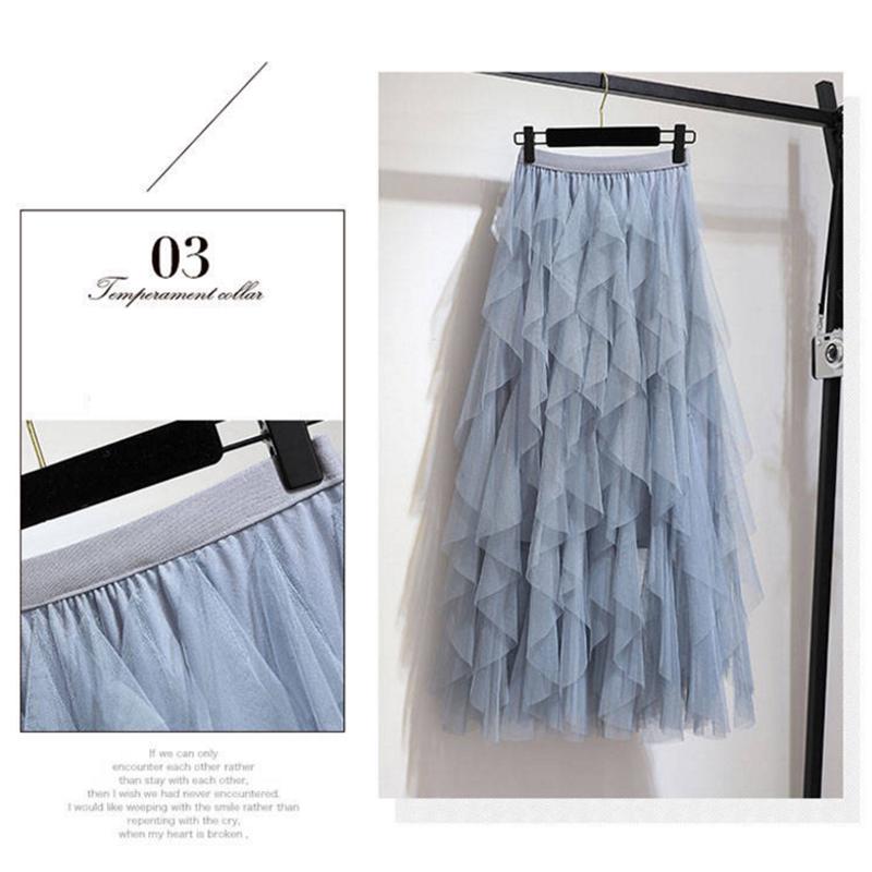 Summer Elegant Skirt Suit Print T-shirt Irregular Mesh Skirt Two-piece Suit Skirt Set