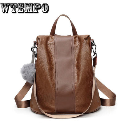 Women Backpack School Bag Pu Leather Backpack Female  Vintage Leisure Travel Backpack for Women