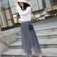 Gauze Skirt Women's Spring and Summer Style Drape Irregular Puffy Mid-length Black Mesh Skirt