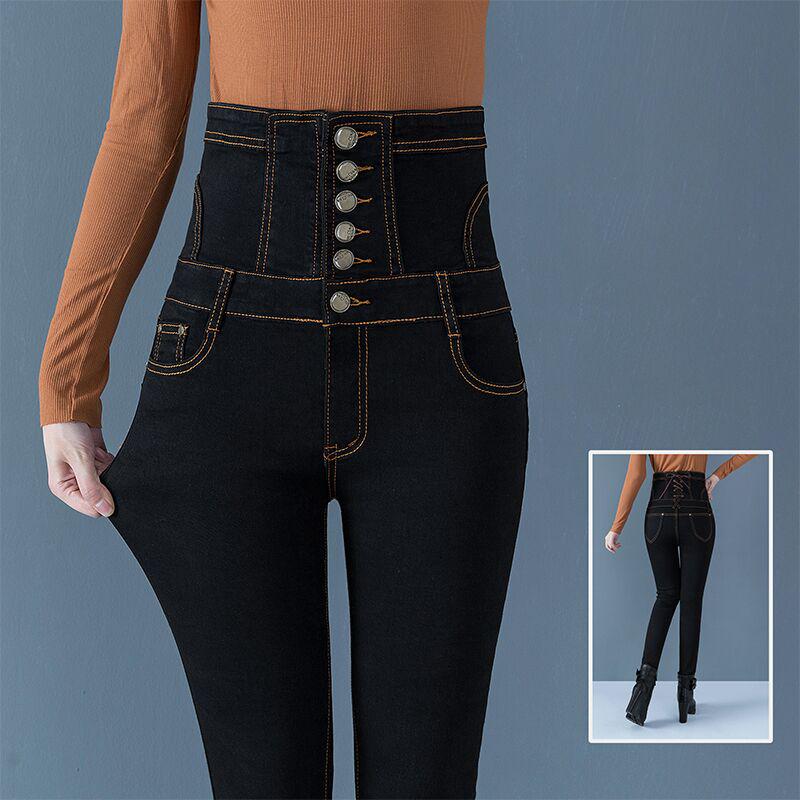 Winter Fleece Jeans for Women Stretch Warm Skinny Denim Velvet Pencil Jeans Stretch Female Trousers