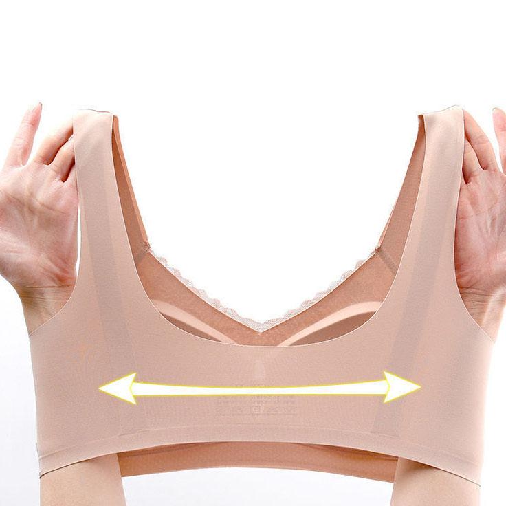 Women's Solid Color Seamless Beautiful Back Underwear Female No Rims Lace Bra Anti-sagging Vest