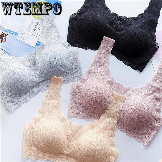 Sexy Lace Steel Ring Gathered Bra Sleep Sports Vest Small Chest Underwear Female Bra Breathable