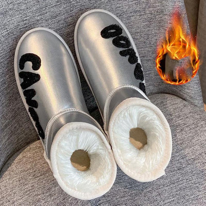 Fashion Snow Boots Women's Thick Waterproof Cotton Shoes Ladies Winter Plus Velvet To Keep Warm Students All-match Anti-ski Cotton