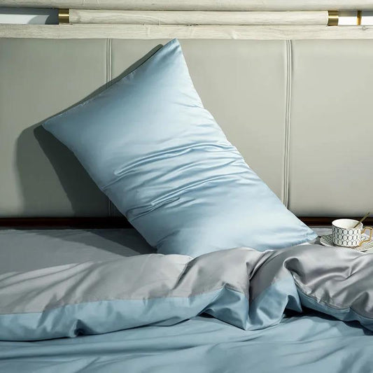 100% Cotton Solid Color Colorblock Pillow Cover High Density Silky Double Bedroom Bed Pillowcase