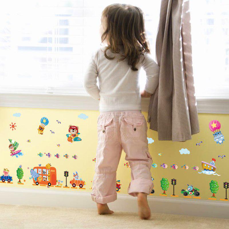 [Wall sticker ]Cartoon Animal Bus Wall Stickers For Kids Rooms Baby Child Bedroom Nursery Living Roo