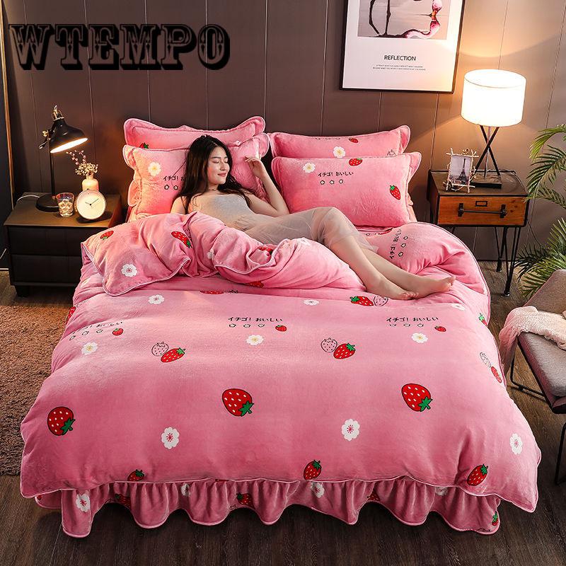 4pcs Bedclothes Bedding Set Winter Plush Duvet Cover Sets Bed Linen King Size Covers