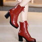 Boots Women Ankle Boots Genuine Leather Women Round Toe Chelsea Boots High Heel Boots Snow Boots