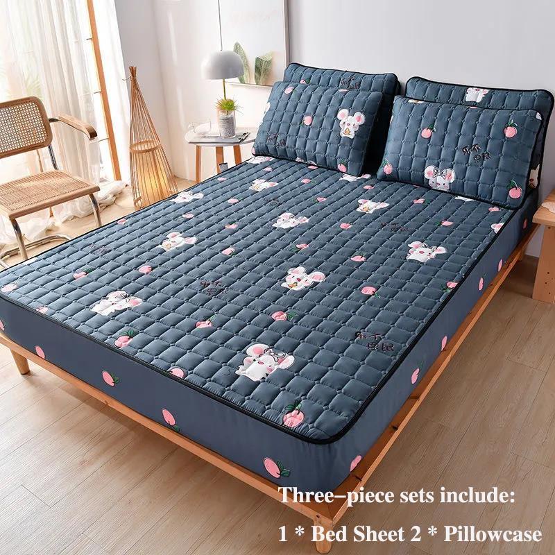 Bed Sheet Thick Bed Cover Three-piece Field Windmover Bed Sheet Pillow Sleeve Mat Mattm Sleeve Protective Cover
