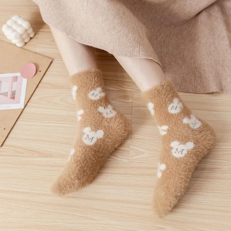 Mink Velvet Floor Socks Autumn and Winter Women's Fur Socks Home Leisure Sleep Socks Thickened Plus Velvet Socks