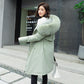 Winter Jacket Parkas Women Mid-length Large Fur Collar Plus Fleece Down Coat Thick Warm Long Coats Hooded Adjustable Waist Plus Size Maxi Outwear