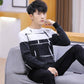 Autumn and Winter Slim Long-sleeved Sweater Round Neck Splicing Color Pullover Top Fashion Casual Elastic Coat