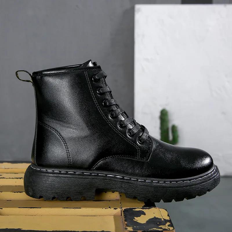 Men's High-top All Black Martin Boots Korean Style All-match Men's Trendy Shoes Non-slip Trend Casual Martin Shoes