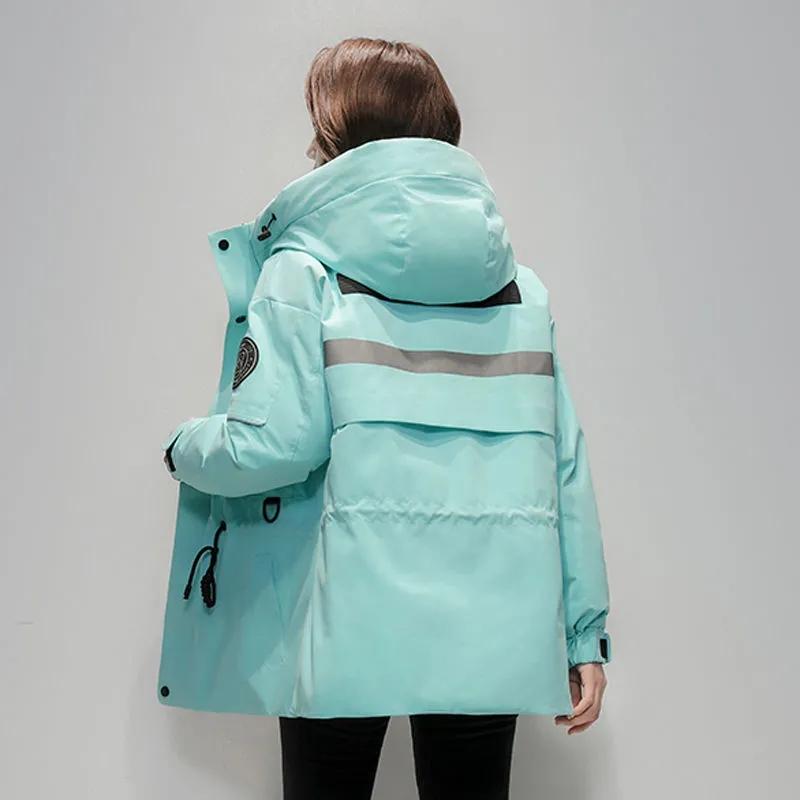 Down Jacket Women's Short Tooling White Duck Down Hooded Warm Pie To Overcome Winter Coat Mid-length Windproof Outdoor Sportswear