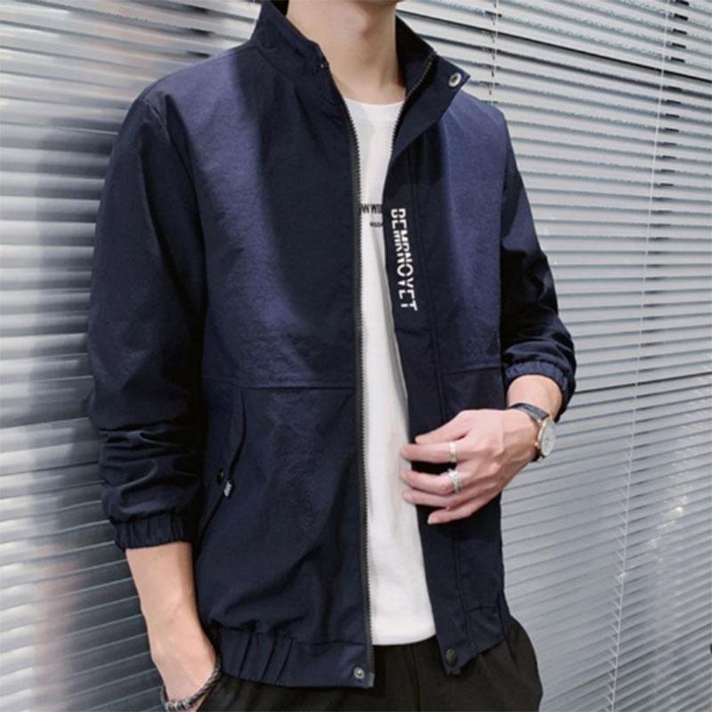 Spring and Autumn Jacket Men's Solid Color Trend Casual Loose Stand Collar Men's Sport Jacket Top Clothes Spring Clothes