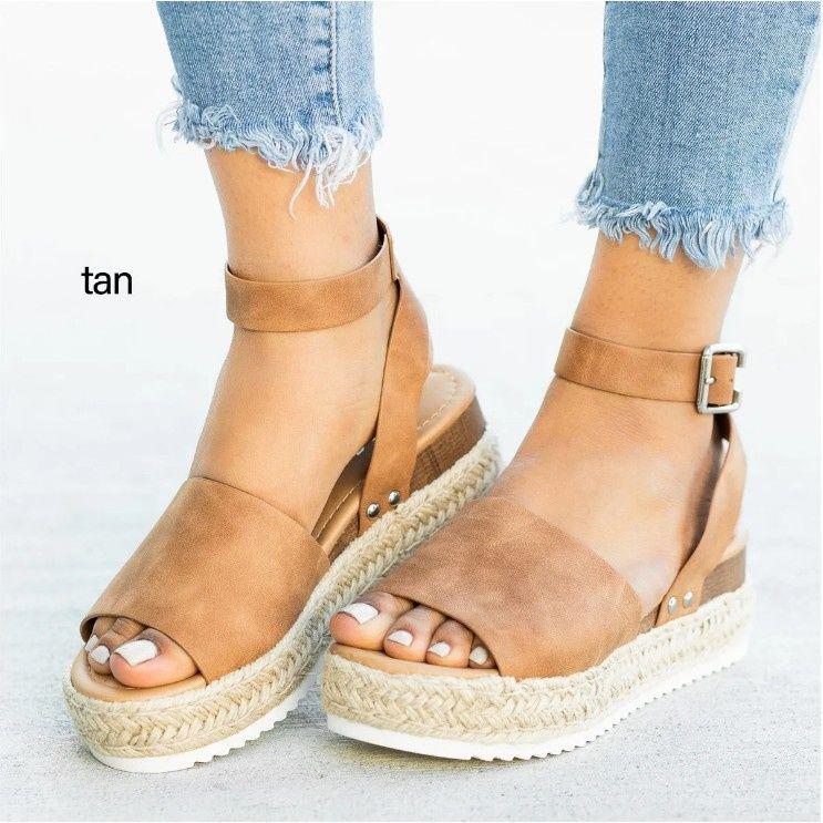 35-43 Yard Leopard Pattern Hemp Rope Female Casual Sandals Thick Bottom Comfortable Sandals