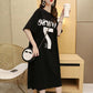 Summer Ladies' Long Skirts Women Dress Girl Loose O-Neck Casual Loose T-shirt Dress