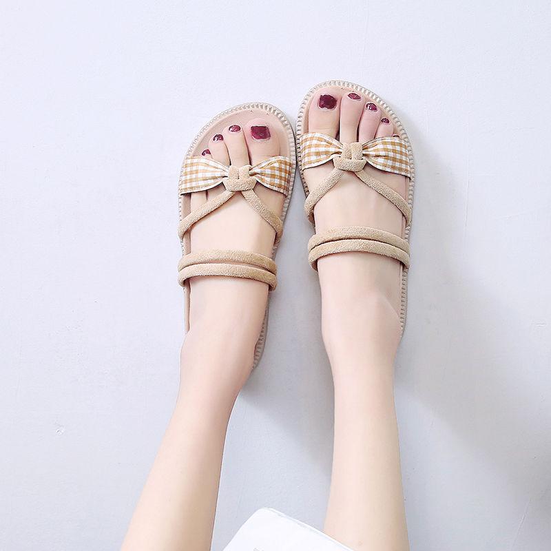 Female Summer Student Sandals Korean Fashion Outer Wear Non-slip Flat Shoes Small Fresh Roman Beach Shoes