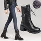 Autumn and Winter Martin Boots Women British Style Rivet Boots Motorcycle Boots Military Boots Plus Velvet Warm Snow Boots Winter Boots