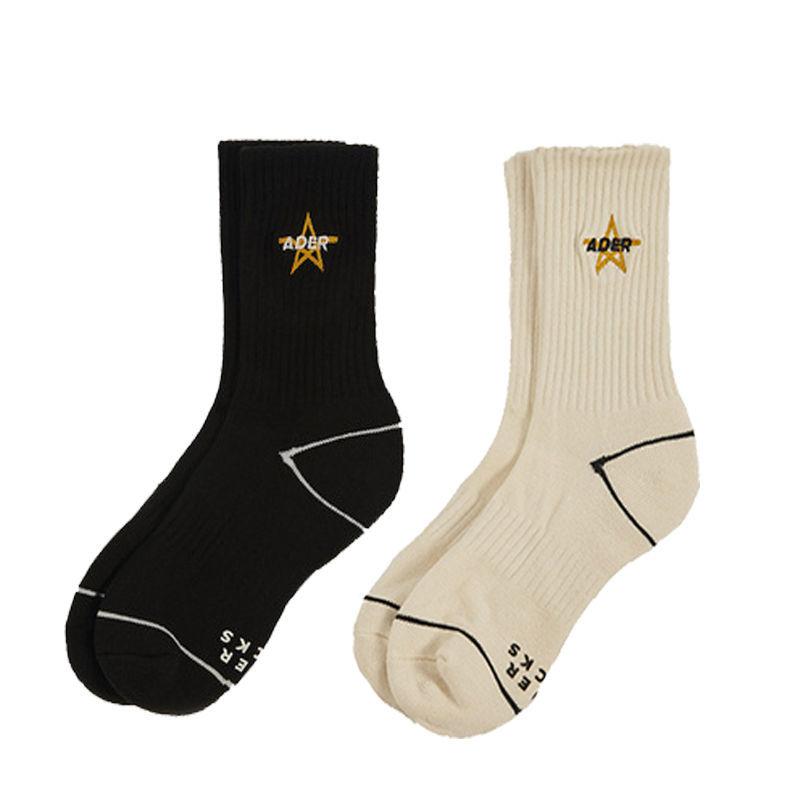 Two Pairs of Women's Stockings Five-pointed Star Embroidery All-match Fashion Sports Cotton Street Stockings