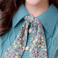 Autumn and Winter Floral Corduroy Dress Stitching Fake Two-piece Woven Waist Tie Bow Coat Sweater Dress
