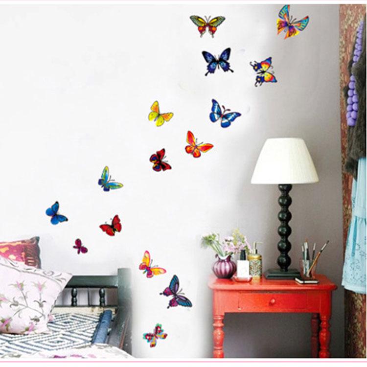 60 butterflies color transparent stickers fashion creative home small decoration