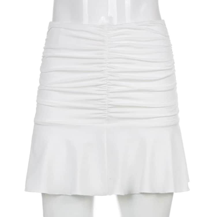 90s Pink Mini Dance Skirts Lady Trendy Y2K Summer Beachwear White Brandy Jupe Preppy Style Ruched Pleated Skirt Woman High Waist