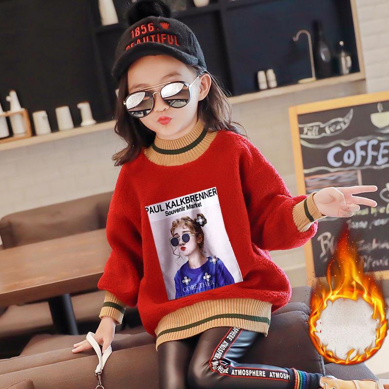Autumn and Winter Thick Warm Sweater Round Neck Soft Children's Top Fashion Simple Girl Sweater