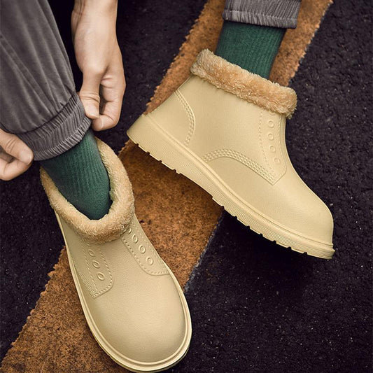 Plus Velvet Warm Shoes Anti-skid Warm Waterproof Rain Boots EVA Car Wash Kitchen Plus Velvet Cotton Shoes Student Boots