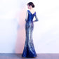 Banquet Evening Dress Skirt Noble Elegant Fishtail Slim Long Ladies Sequins Evening Dress Women