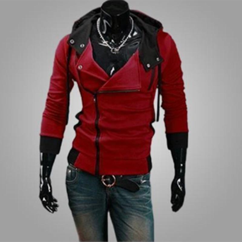 Men's Hooded Sweater Jacket Slim Fit Colorblock Sports Sweater Trendy Men's Cardigan Jacket