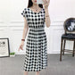 Mid-length Dress Printed Vest Summer Ethnic Style Cotton Silk Floral Dres Waist Mid-length Dress  Floral Printed Plus size dress