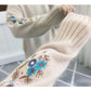 Half Turtleneck Sweater Thicken Women's Autumn and Winter Short Embroidery Flower Base Knit Long Sleeve Pullover
