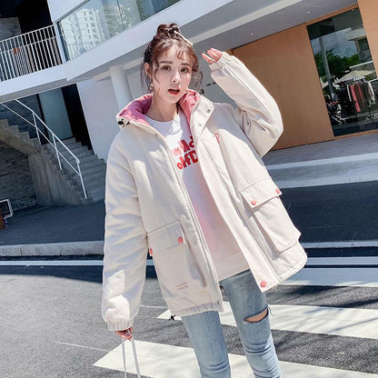 Padded Jacket Women Autumn and Winter Korean Loose BF Padded Jacket Ins Super Fire Hong Kong Style Jacket Wild