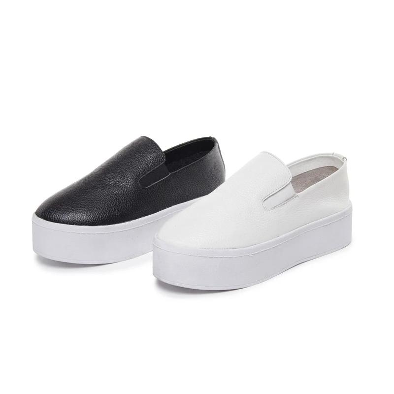 Women's Leather Thick-soled White Shoes Casual Shoes Spring and Summer All-match One-step Lazy Single Shoes Platform Female Student Shoes